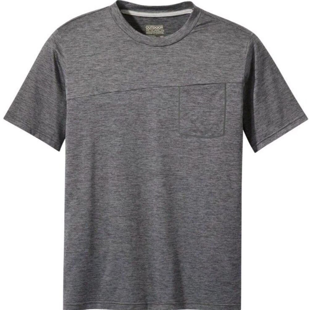 Outdoor Research Chain Reaction Short Sleeve T-Shirt Pocket Mens Size Small Gray